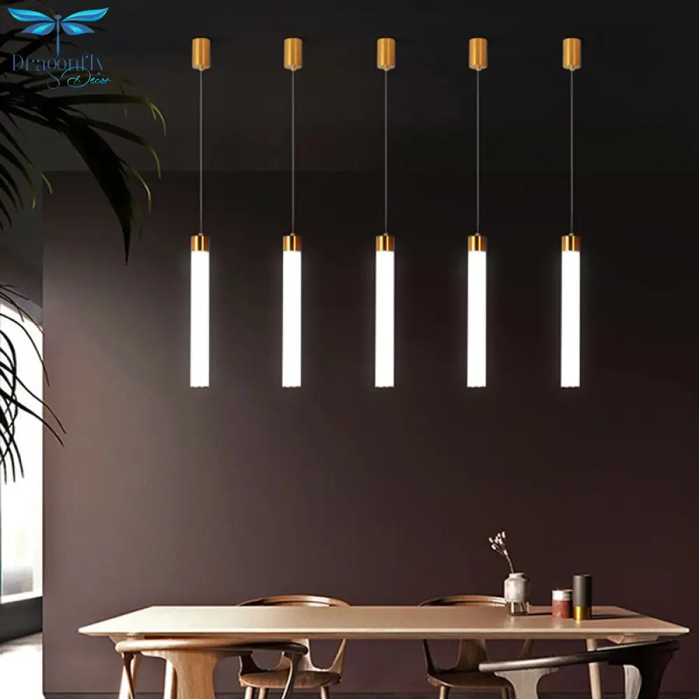 Single Head Cream White Pmma Led Pendant Lamp Nordic Modern Cylindrical Tube Restaurant Bar Front