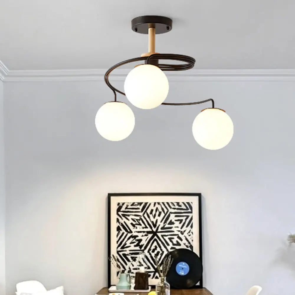 Sleek Globe Living Room Illumination: Ultra - Contemporary Milk Glass Semi - Flush Ceiling Light 3