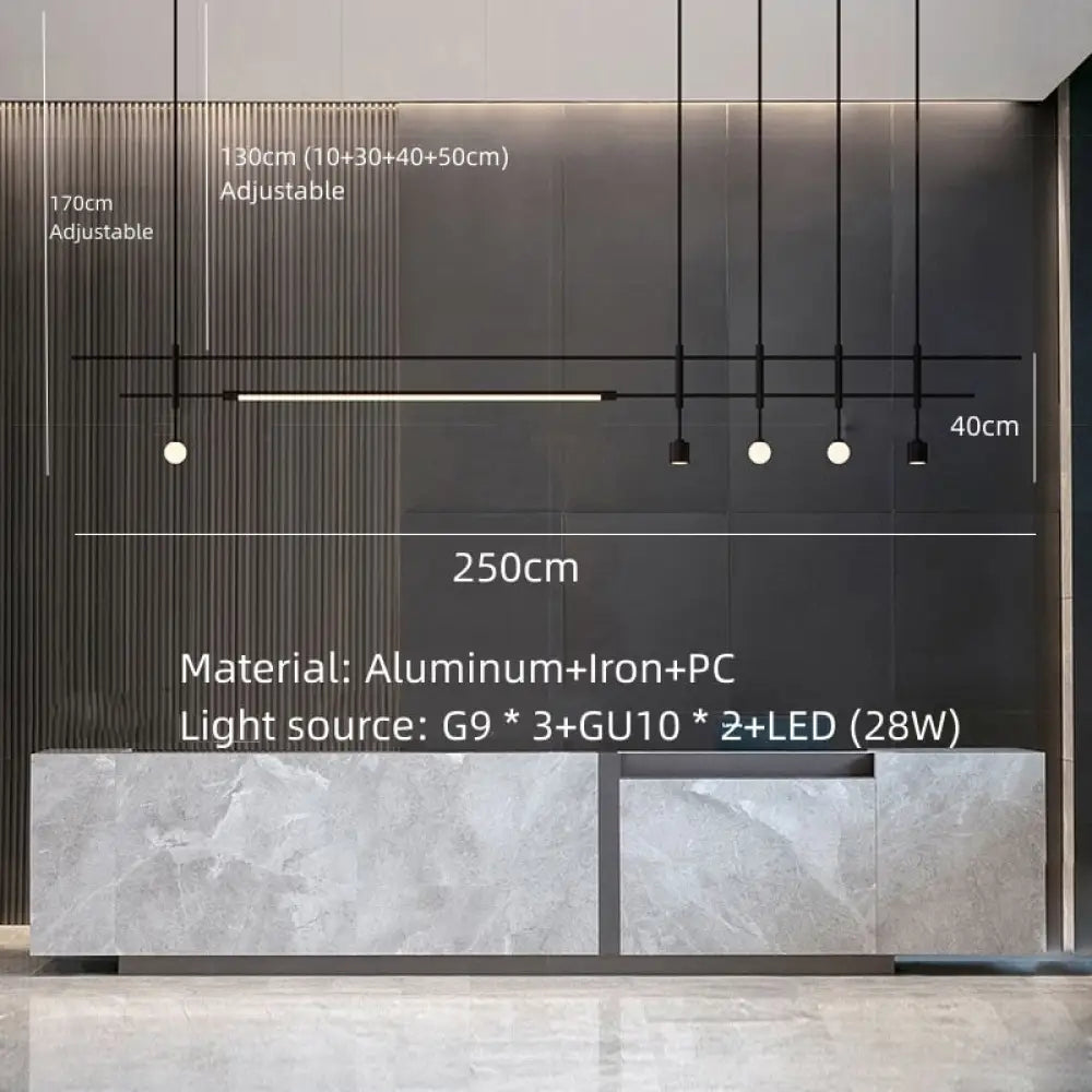 Sleek Height - Adjustable Dining Room Chandelier - Minimalist Gold And Black Metal Design 250Cm -