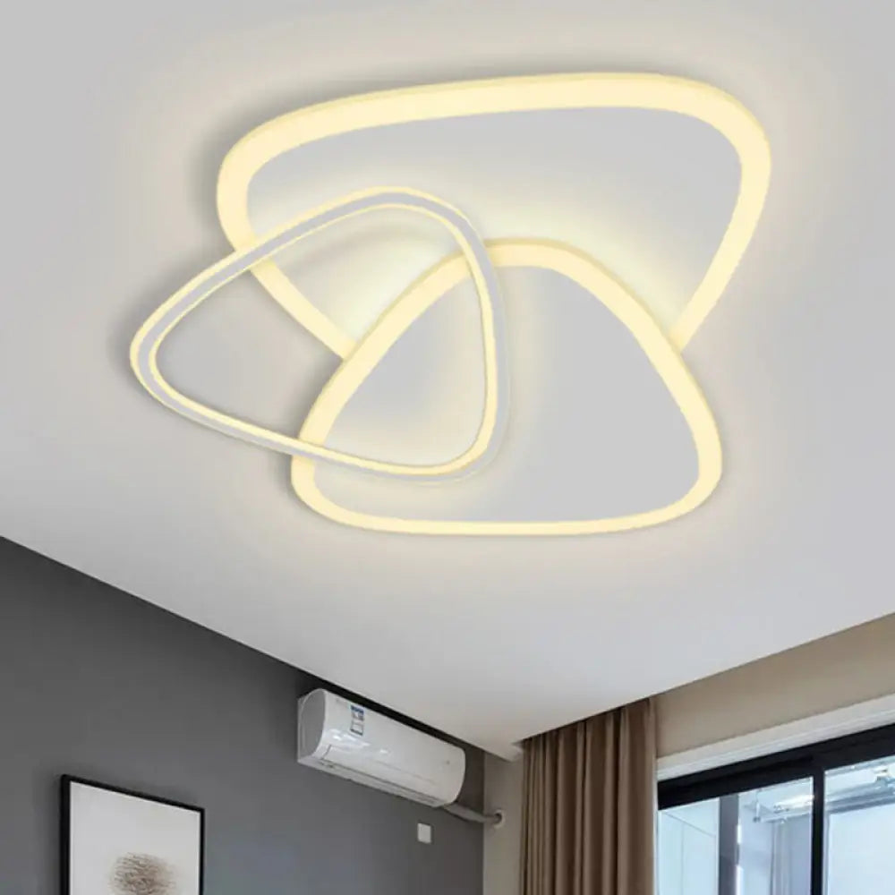 Sleek Triangle Shaped Flush Mount Light Modern Led Ceiling Fixture For Bedroom In White / Warm