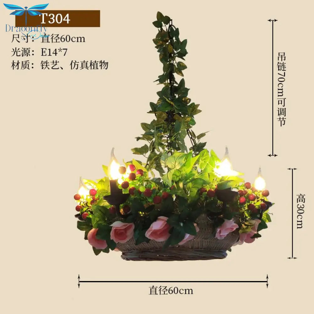 Small Fresh Simulation Flower Potted Plant Pendant Light Music Restaurant Bar Front Desk Shop
