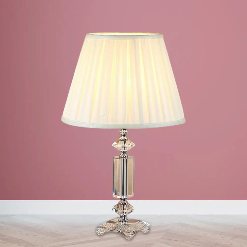 Sofia - Blue/Cream Gray/Beige Tapered Pleated Shade Table Lamp Beige