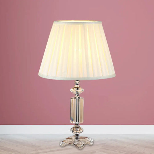 Sofia - Blue/Cream Gray/Beige Tapered Pleated Shade Table Lamp Beige