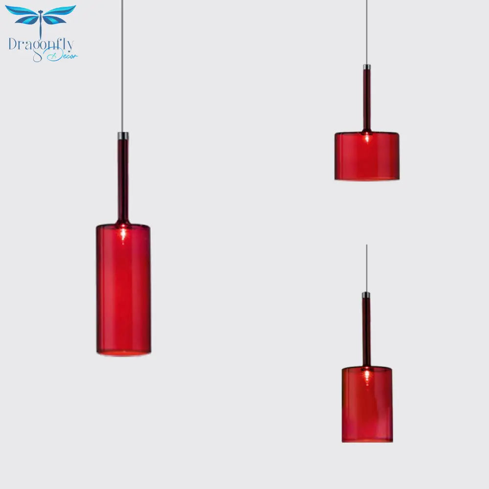 Sofia - Modernist 1 - Light Grey/Red/Orange Led Pendant Light Fixture