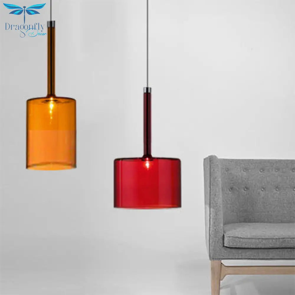 Sofia - Modernist 1 - Light Grey/Red/Orange Led Pendant Light Fixture