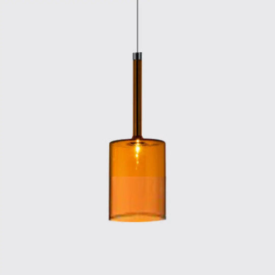 Sofia - Modernist 1 - Light Grey/Red/Orange Led Pendant Light Fixture Orange / Cylinder