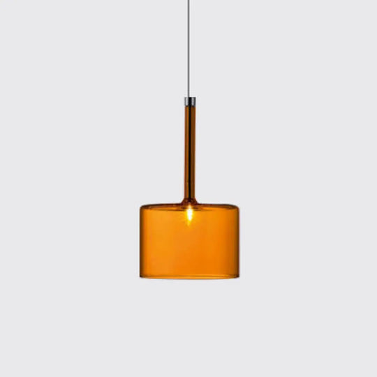 Sofia - Modernist 1 - Light Grey/Red/Orange Led Pendant Light Fixture Orange / Drum