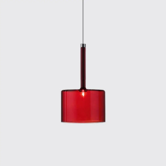 Sofia - Modernist 1 - Light Grey/Red/Orange Led Pendant Light Fixture Red / Drum