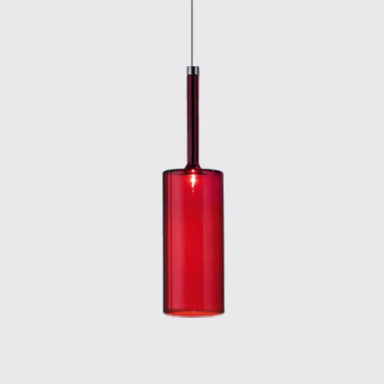 Sofia - Modernist 1 - Light Grey/Red/Orange Led Pendant Light Fixture Red / Long Column