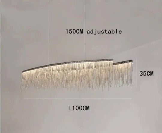 Solana - Tassel Chain Led Chandelier Long 100Cm / Silver Body White Light