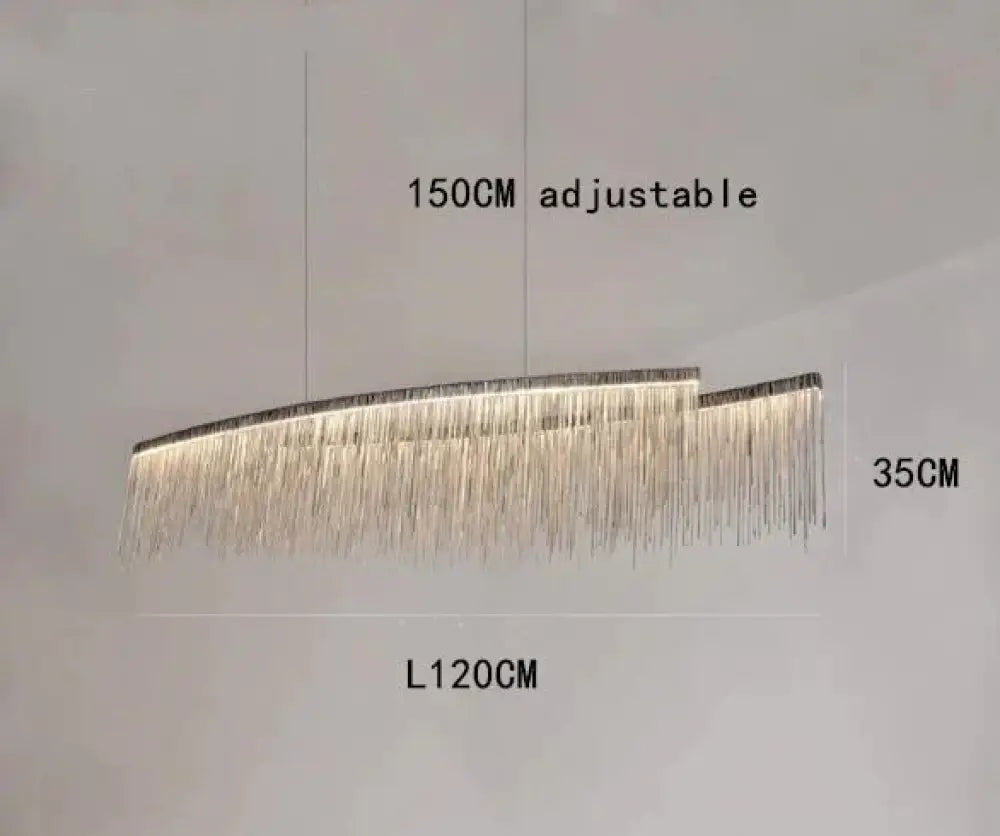 Solana - Tassel Chain Led Chandelier Long 120Cm / Silver Body White Light