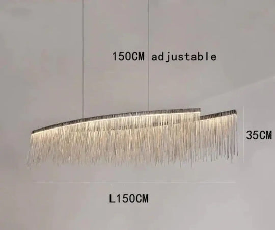 Solana - Tassel Chain Led Chandelier Long 150Cm / Silver Body White Light