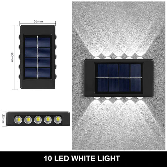Solar Wall Lamp Outdoor Waterproof Up And Down Luminous Lighting 10Led White Lamps