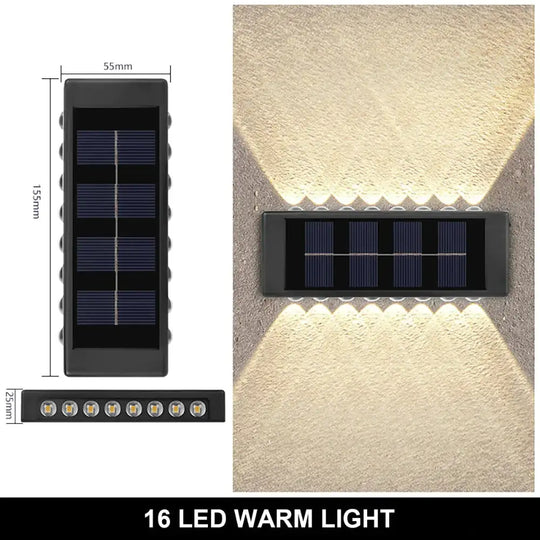 Solar Wall Lamp Outdoor Waterproof Up And Down Luminous Lighting 16Led Warm Lamps