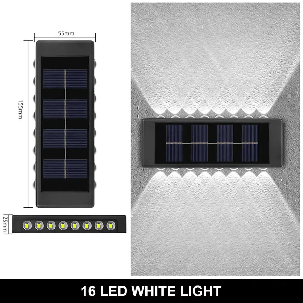 Solar Wall Lamp Outdoor Waterproof Up And Down Luminous Lighting 16Led White Lamps