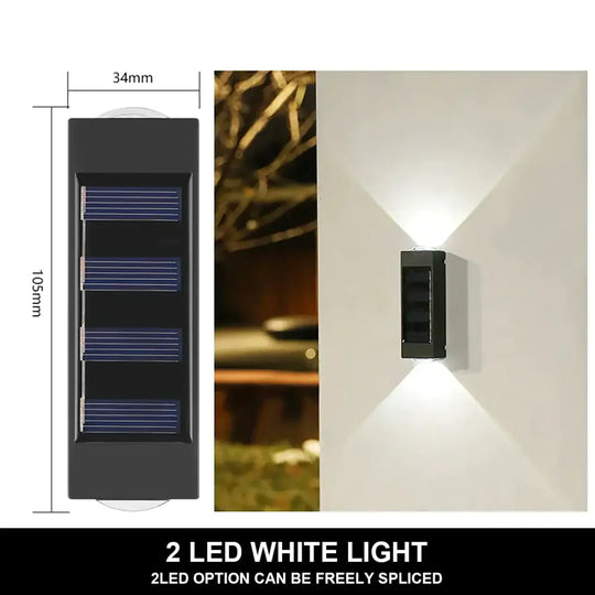 Solar Wall Lamp Outdoor Waterproof Up And Down Luminous Lighting 2Led White Lamps