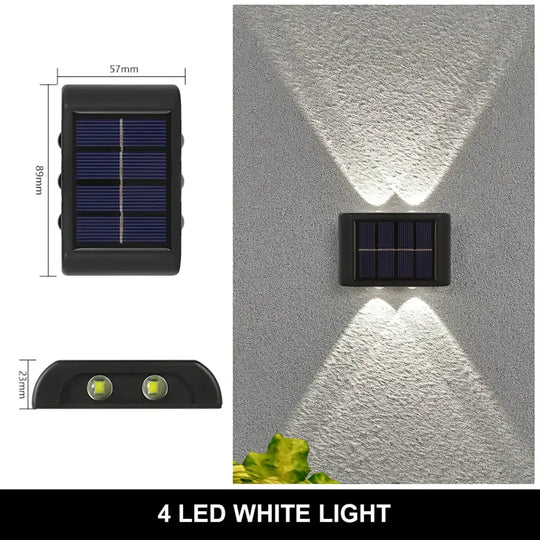 Solar Wall Lamp Outdoor Waterproof Up And Down Luminous Lighting 4Led White Lamps