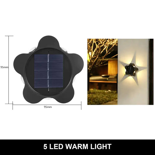 Solar Wall Lamp Outdoor Waterproof Up And Down Luminous Lighting 5Led Warm Lamps