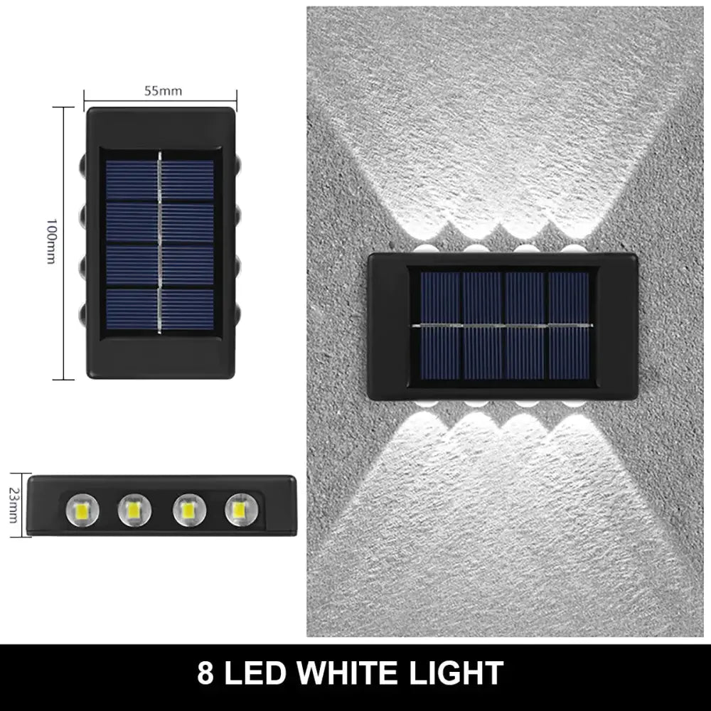 Solar Wall Lamp Outdoor Waterproof Up And Down Luminous Lighting 8Led White Lamps