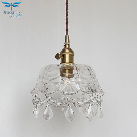 Sophia - Vintage Flower Shape Shade Ceiling Pendant Lamp With Crystal
