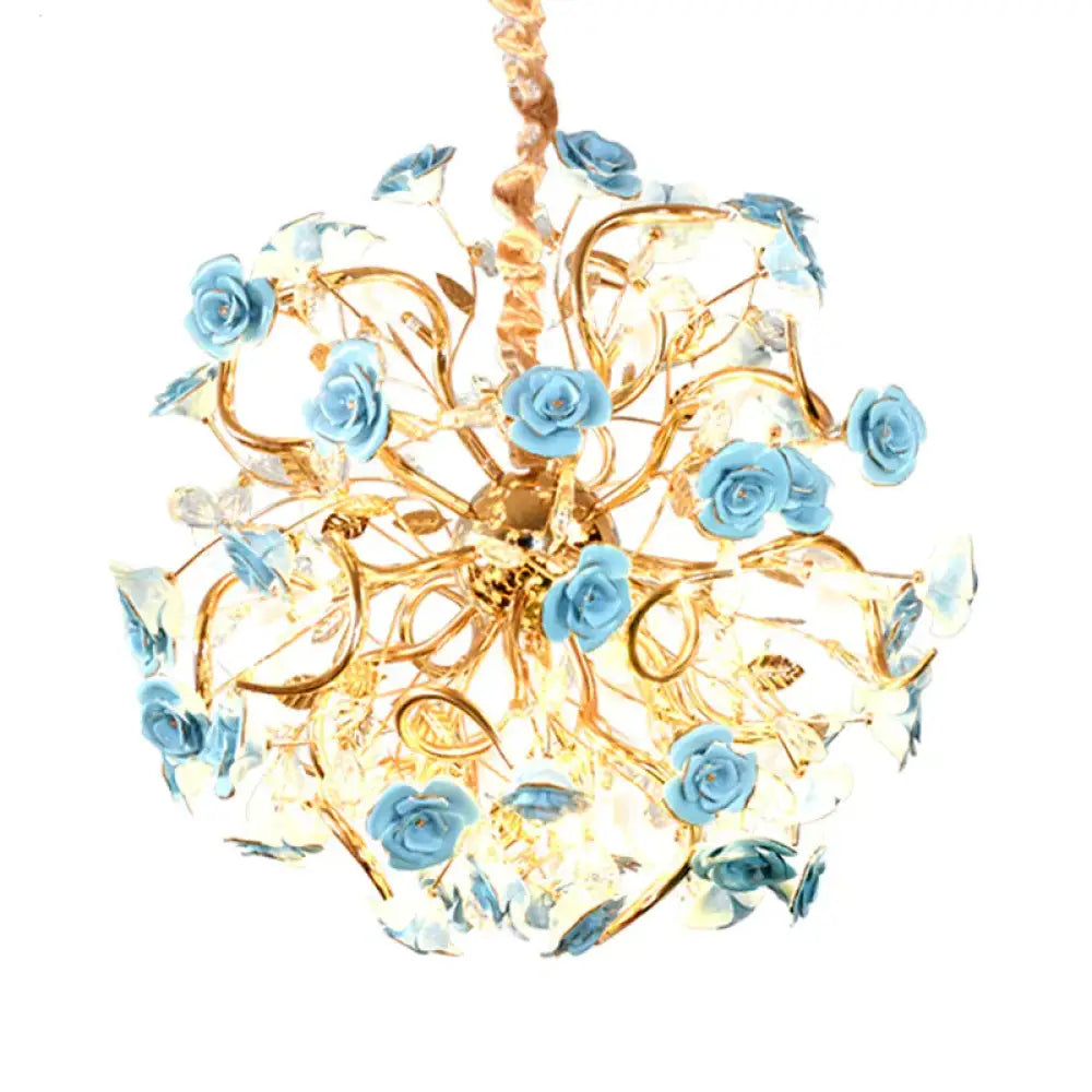 Sputnik Glass Chandelier Light Rustic 18 Lights Dining Room Hanging Lamp Kit In Gold With Flower