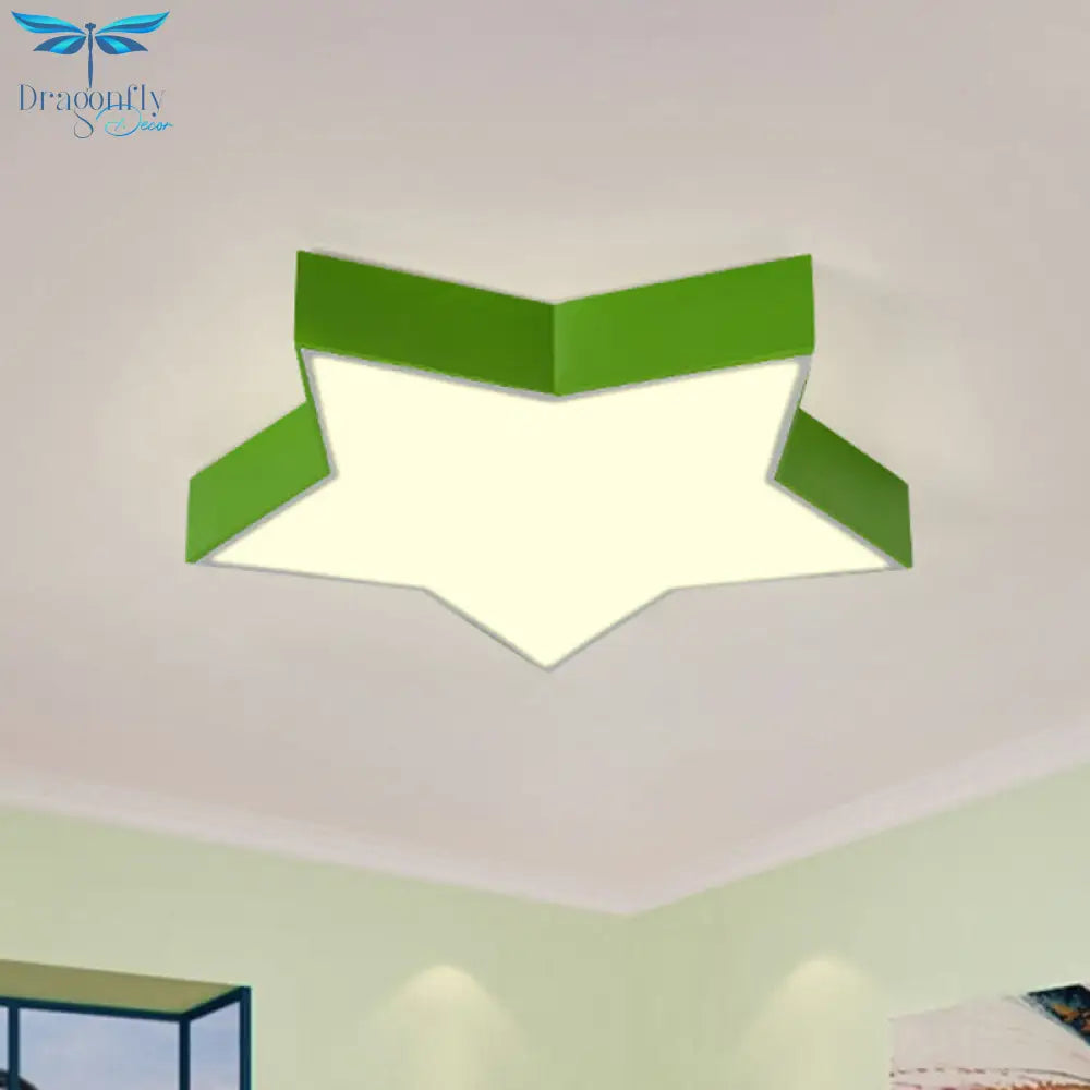 Starry Nights: Simplicity Led Flush Mount Light With Acrylic Finish For Kids Room Ceiling