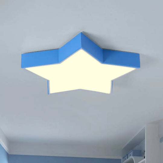 Starry Nights: Simplicity Led Flush Mount Light With Acrylic Finish For Kids Room Ceiling Blue /