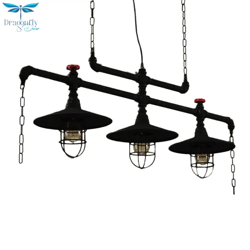Steampunk Black Iron Hanging Light Fixture With Cage And Chain Deco Pendant Lighting