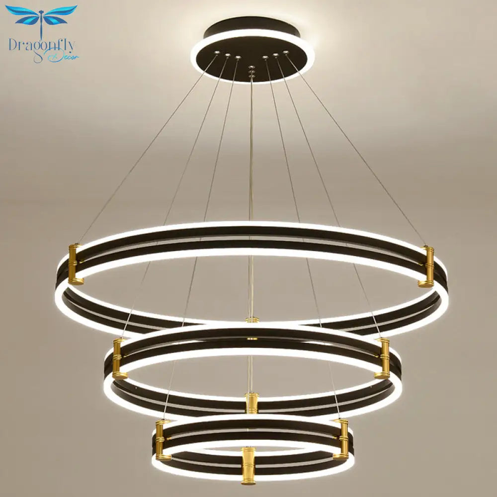 Stella - Led Chandelier: Modern Ring Pendant Light