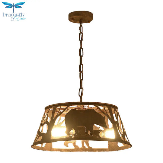 Sterope Ii - Rustic 8/12/18 W Tapered Hanging Ceiling Light Country Metal 1/2 Lights Restaurant