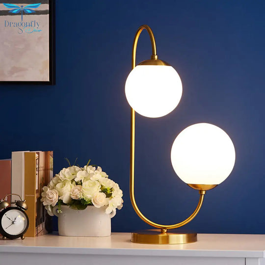 Sulafat - Gold S/C Shaped/Bend Bedside Table Light Metal 1/2 - Head Designer Night Lamp In With
