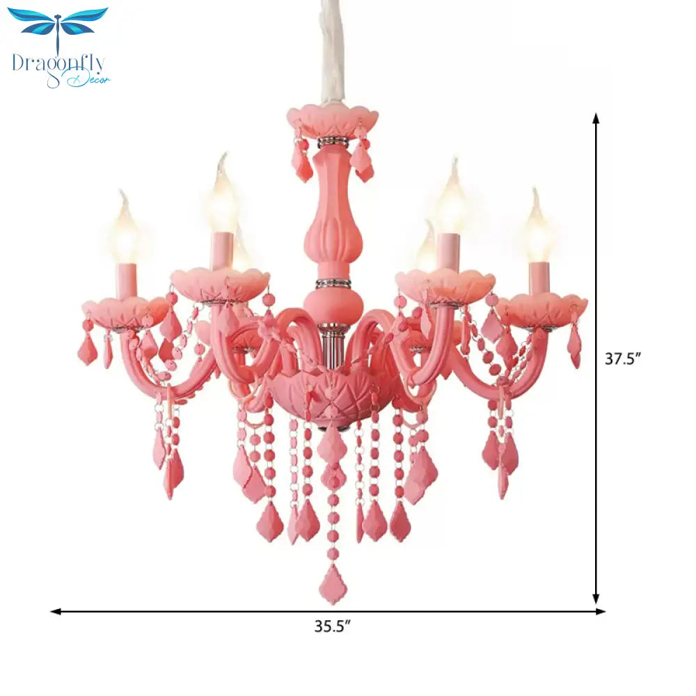 Sulafat - Macaron Crystal Deco Candle Chandelier 6 Lights Stylish Suspension