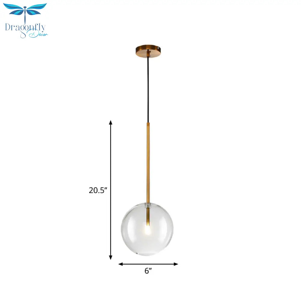 Sylvie - Minimalist Single Gold Pendant: Clear Glass Globe Suspension Lighting