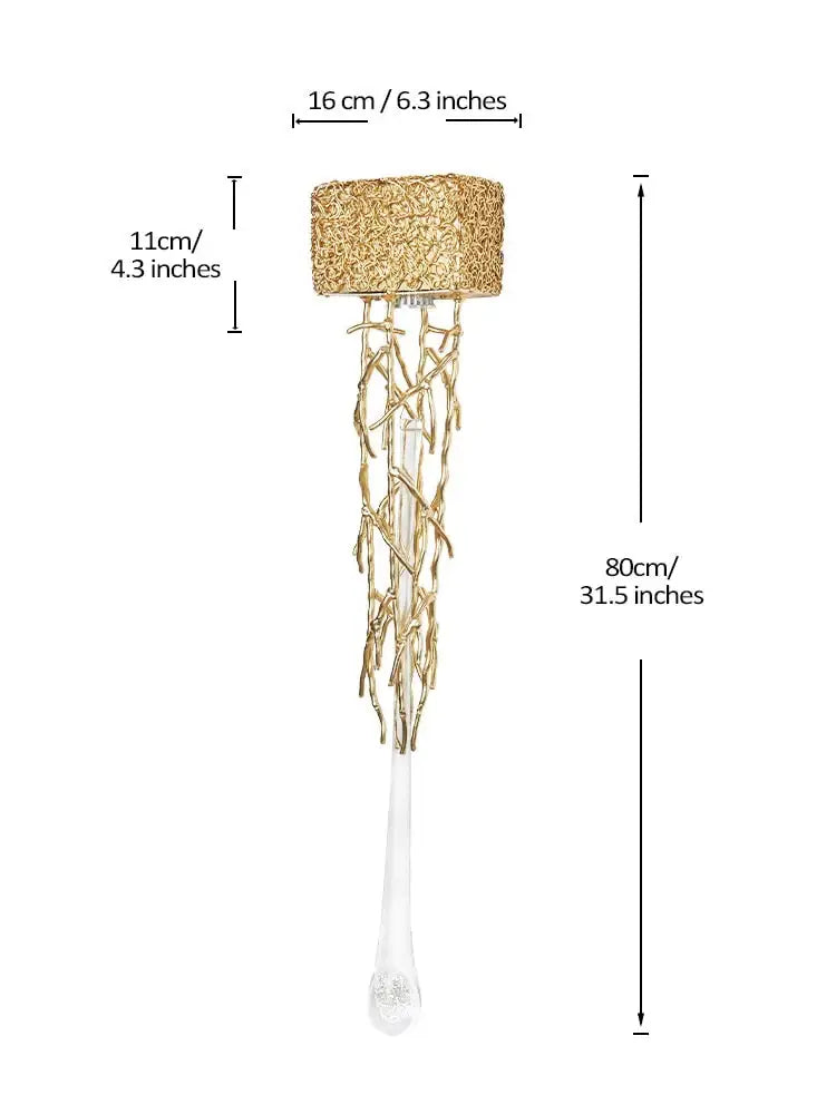 Tamara - Vintage Crystal Gold Water Drop Glass Wall Lamp Gold H-80Cm / Warm Light