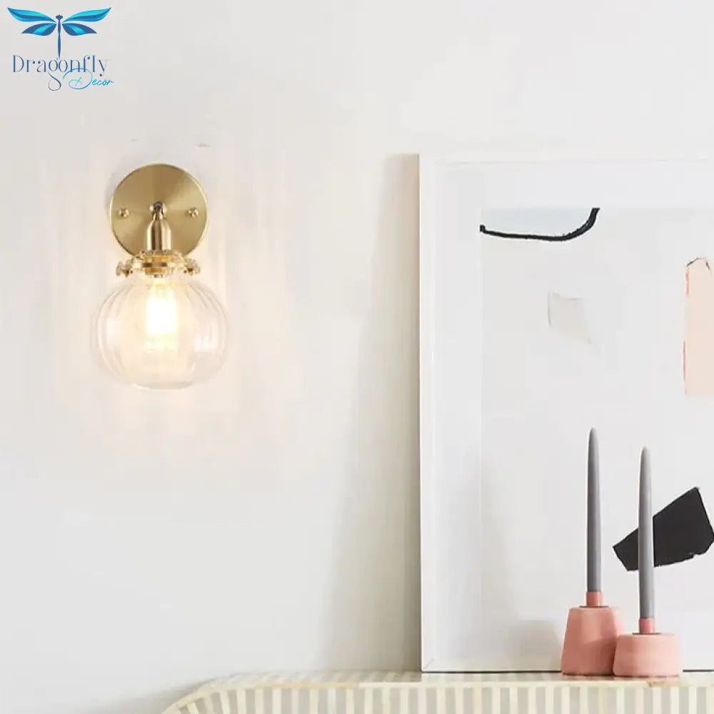 The Bedside Of Nordic Bedroom Copper Wall Lamp Lamps