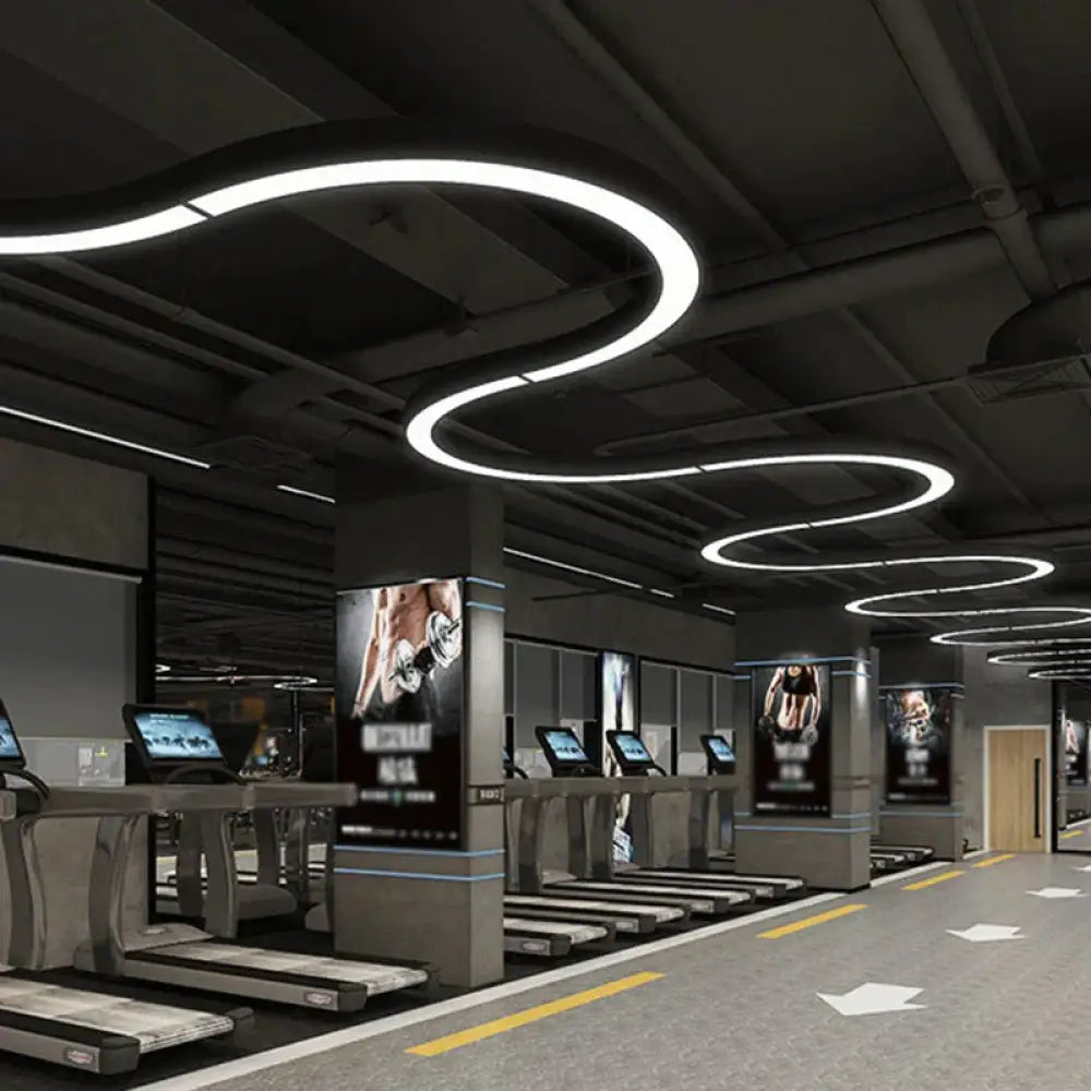 The Elegant Arc: Metallic Led Arc Pendant Lamp For Gym Shopping Malls And Large Areas Black / 16’