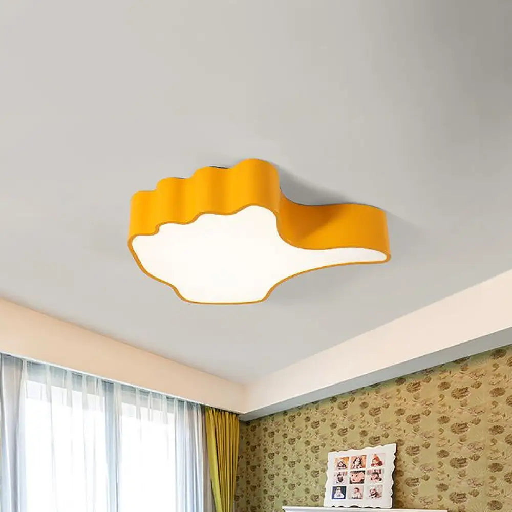 Thumbs Up Cartoon Led Flush Mount Ceiling Light Fixture In Yellow For Kids Room