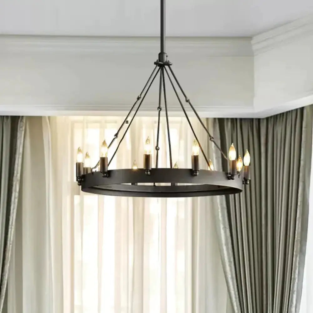 Traditional Black Metal Pendant Light With Candle Design 12/18 - Light 12 /