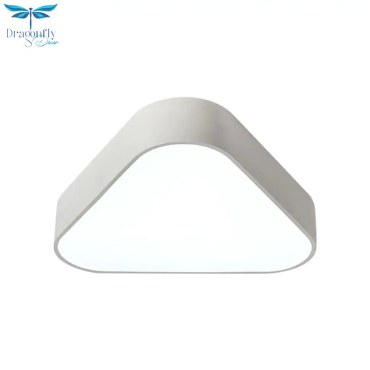 Triangular Fun: Kids Led Acrylic Flush Mount Light In White/Yellow/Purple For Close To Ceiling