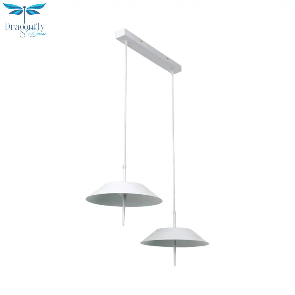 Tureis - Modern Led Umbrella Shaped Ceiling Pendant Light Industrial Iron 2 Lights White Hanging In