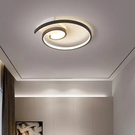 Ultra - Slim Curled Metal Led Flush Mount Ceiling Light - 16.5’/20.5’ Width Modern Style
