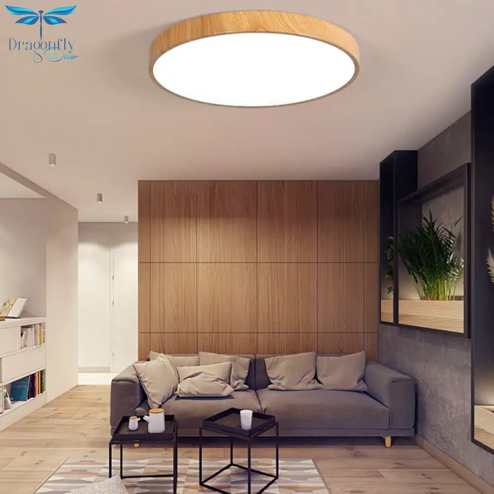 Ultra - Thin Wood Grain Led Ceiling Light Modern Lamp Living Room Lighting Fixture Bedroom Kitchen