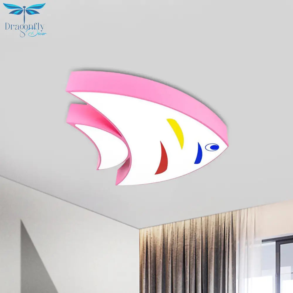 Underwater Adventure Led Flush Mount Lamp - Colorful Acrylic Tropical Fish Design For Children’s