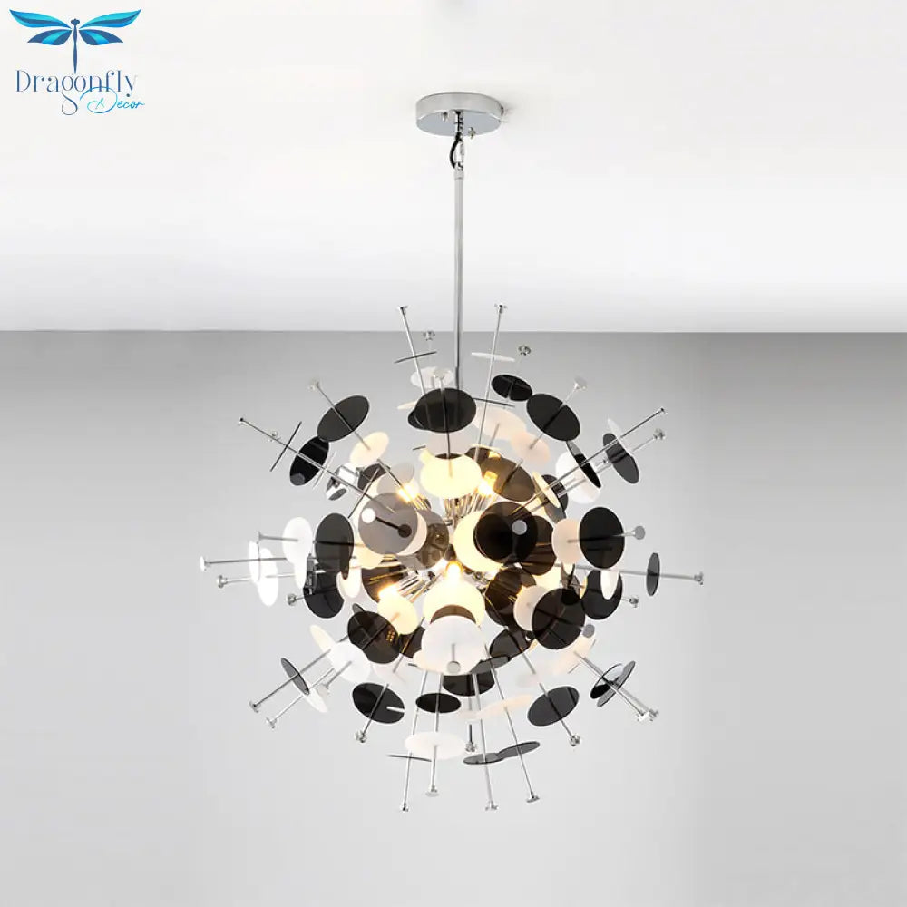 Valã©Rie - Modern Multi Head Sphere Chandelier Style Metal Hanging Light In Black/Gold With Small
