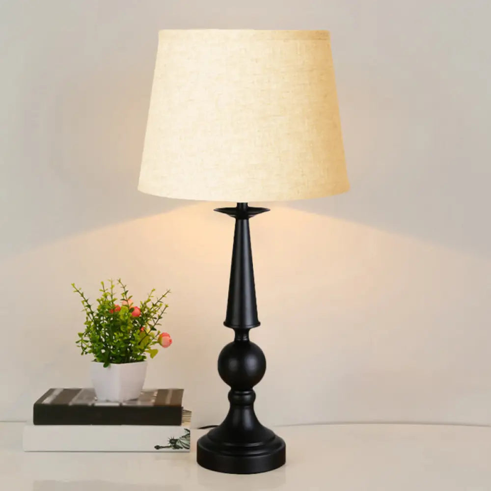 Valentina - Retro Style Black Fabric Shade Task Lighting Nightstand Lamp