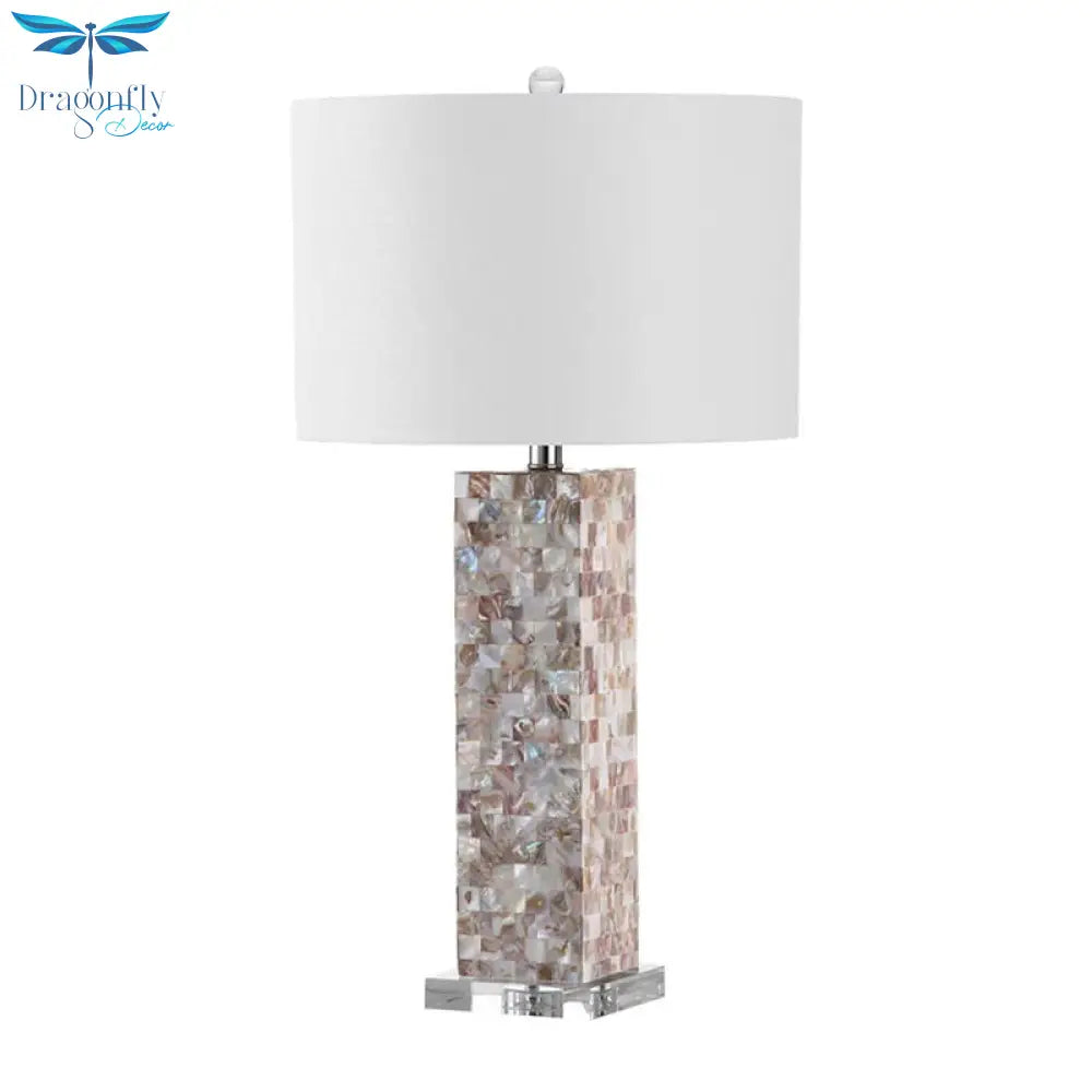 Valeria - Country Style Checkered Shell Night Lamp With White Shade