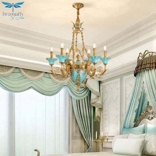 Versailles - French Classical Ceramic Chandeliers Exquisite Handmade Copper Candle Luxury Lamps In