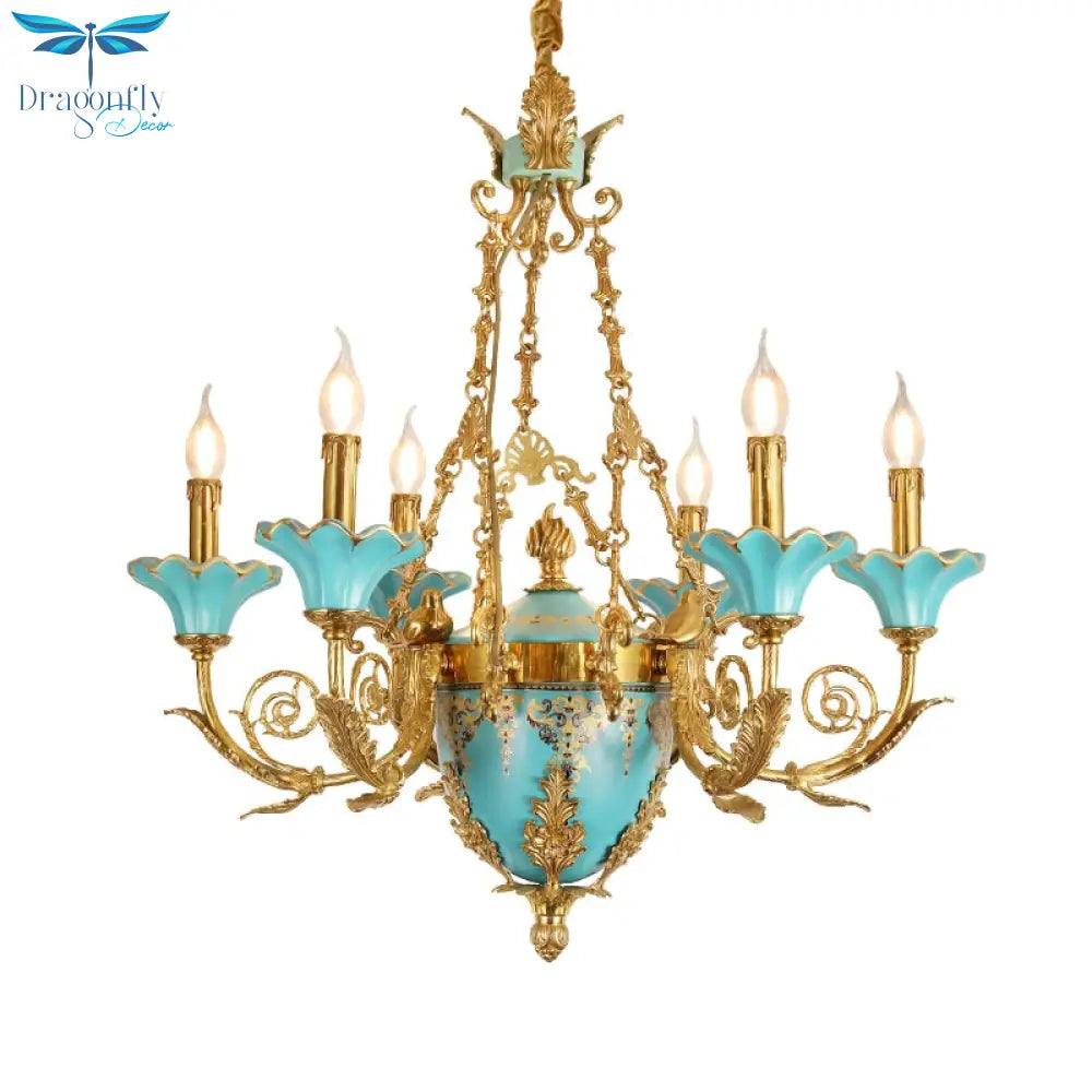 Versailles - French Classical Ceramic Chandeliers Exquisite Handmade Copper Candle Luxury Lamps In