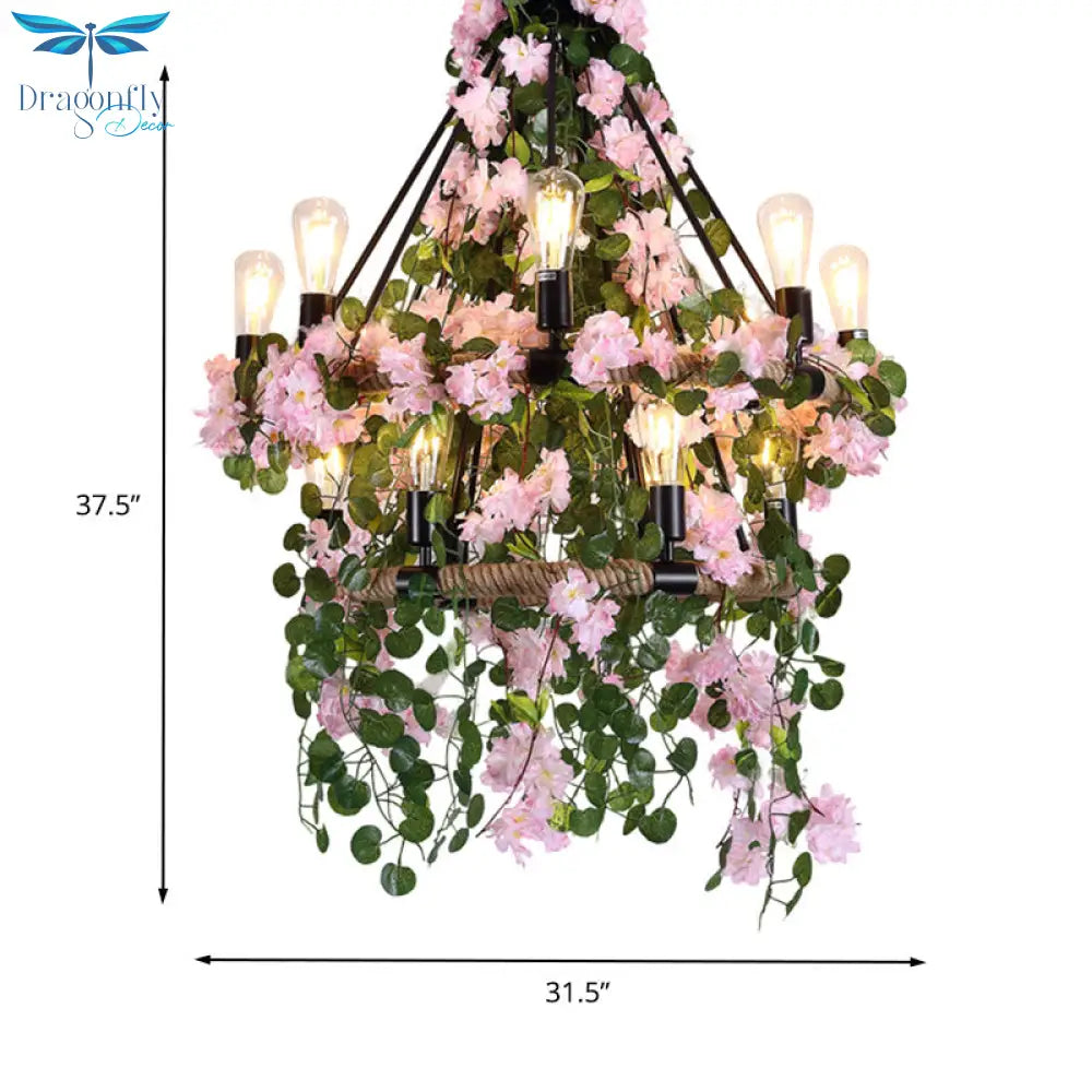 Victoria - Industrial 2 - Layer Ceiling Chandelier: Metal Led Flower Hanging Light