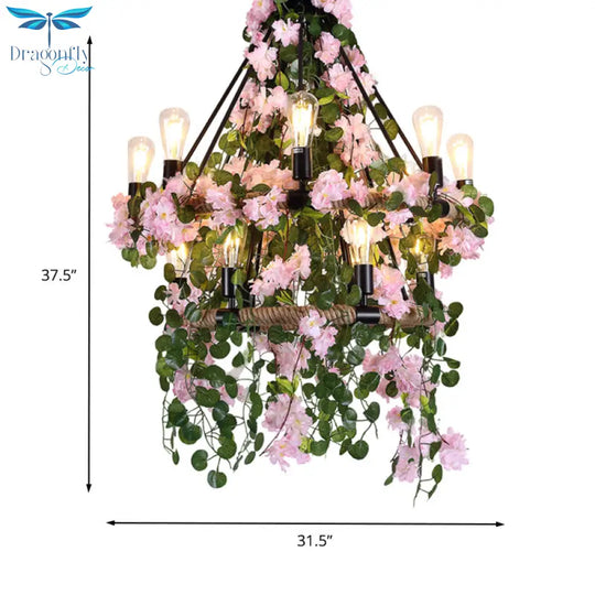 Victoria - Industrial 2 - Layer Ceiling Chandelier: Metal Led Flower Hanging Light